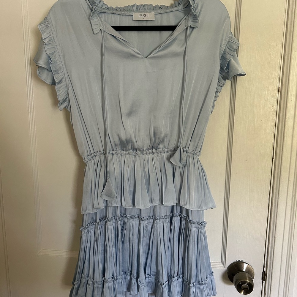 Light Blue Ruffled Mini Dress
